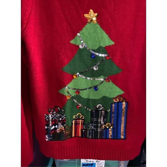 Karen Scott women’s Christmas tree red long sleeve sweater so small - Picture 3 of 4